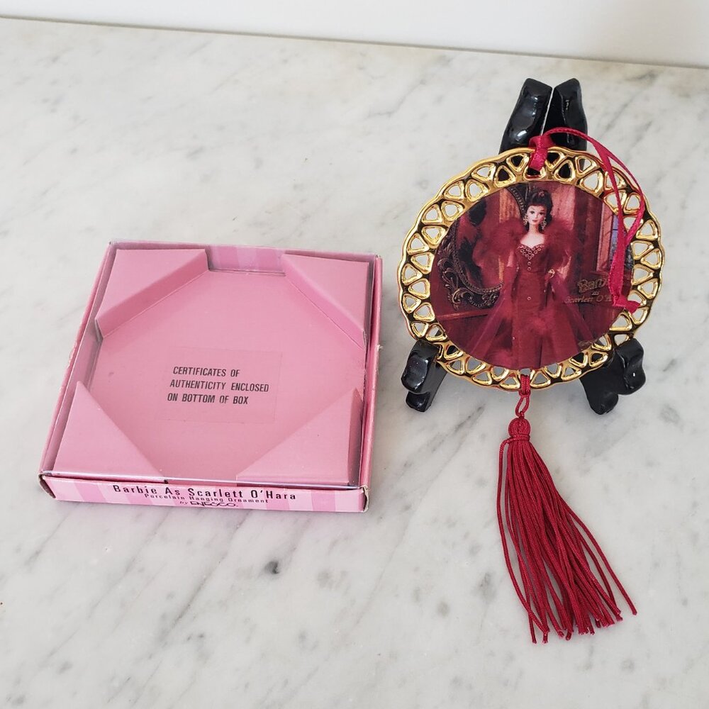 1996 Enesco Barbie Scarlett O'Hara Porcelain Christmas Ornament Gone with Wind - Picture 7 of 9